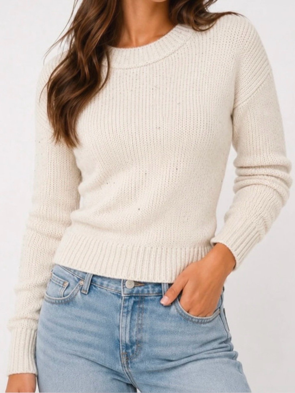 Old Navy Cream Speckled Knit Sweater | Size XS